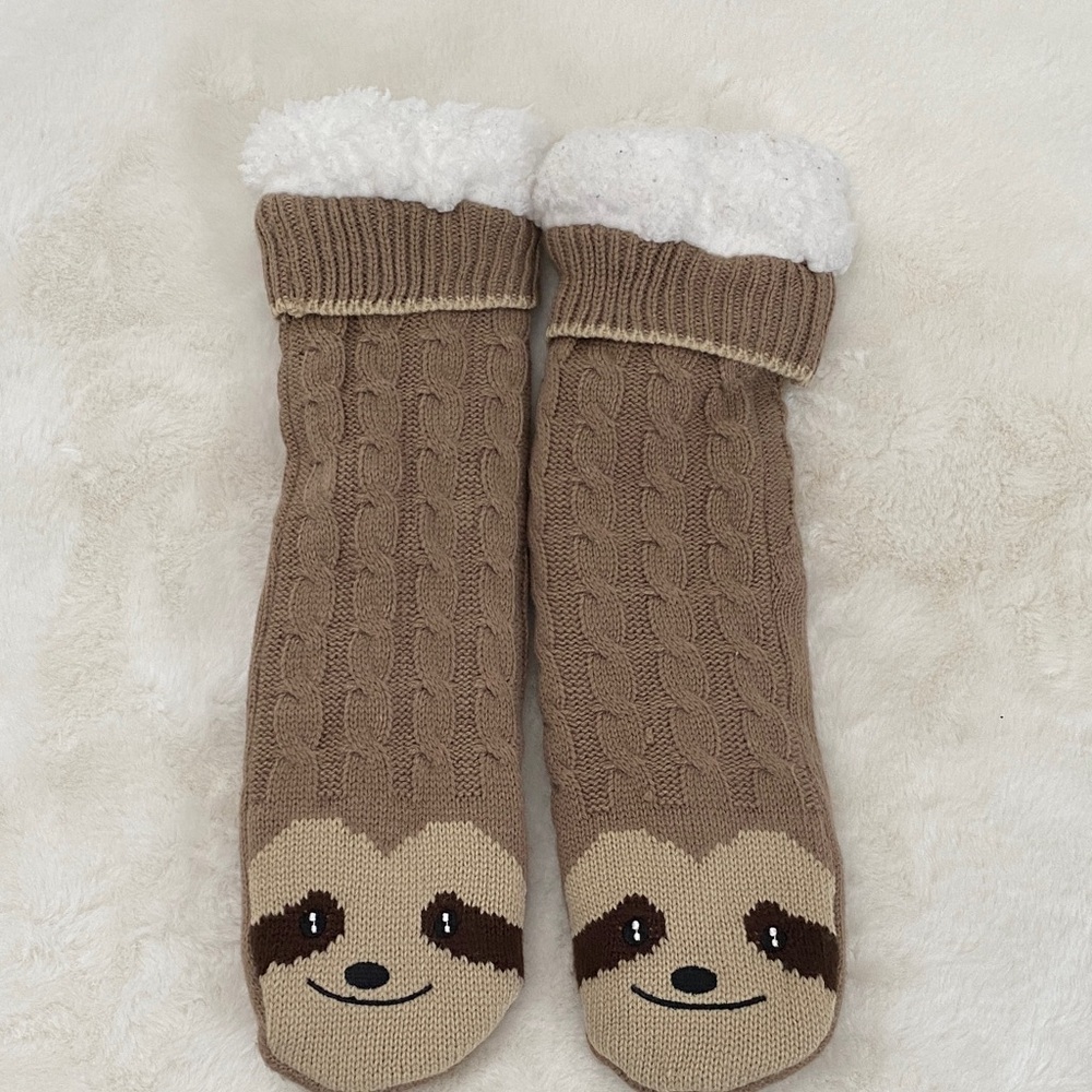 Cozy Sloth Kids Socks - Brown